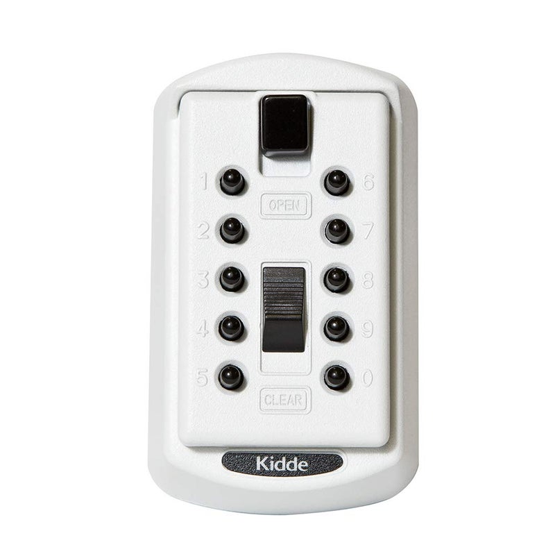 Kidde AccessPoint 001413 KeySafe Original Slimline Push Button Combination Permanent Key Lock Box, 2-Key, White - Image 1